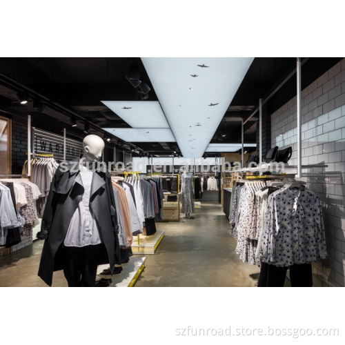 European style clothes retail store interior decoration fashion metal display racks
